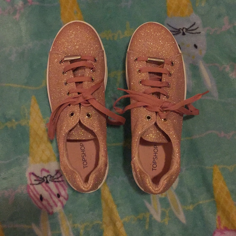 These are rose gold pink sparkly shoes